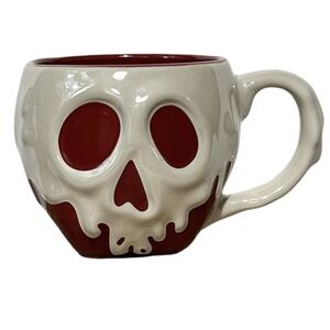 DISNEY PARKS Snow White Poison Apple Skull Mug 3D Ceramic Red Ivory 16 oz Gothic